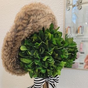 $79 BEBE Rabbit Fur Beret Hat Cap S ❤